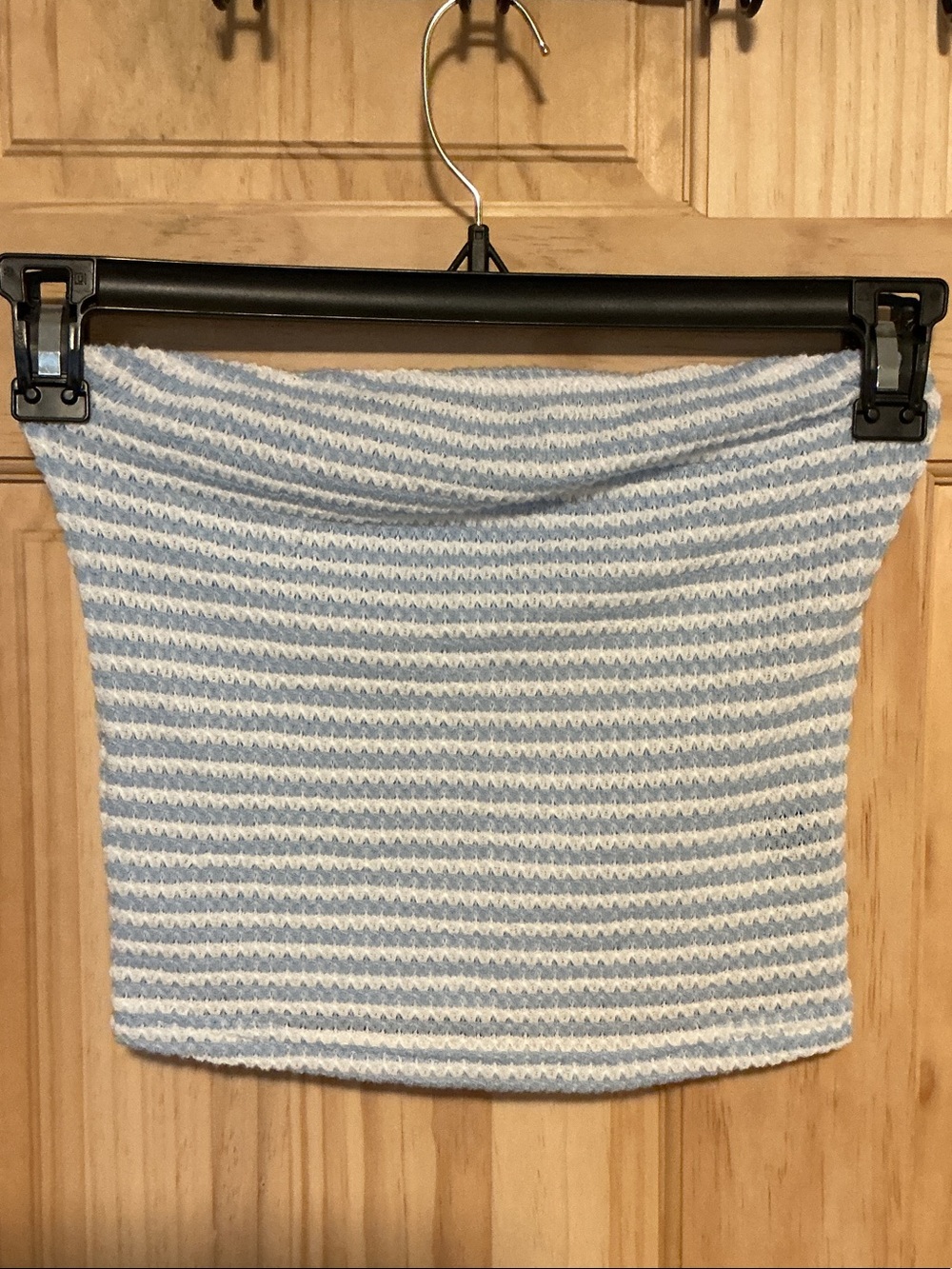 SHEIN Light Blue and White Knit Tube Top